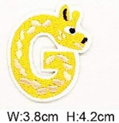 Strijk Embleem Alfabet Patch - Letter G - Dieren - 3,8 x 4,2 cm - Letters Stof Applicatie - Geborduurd - Strijkletters - Patches - Iron On