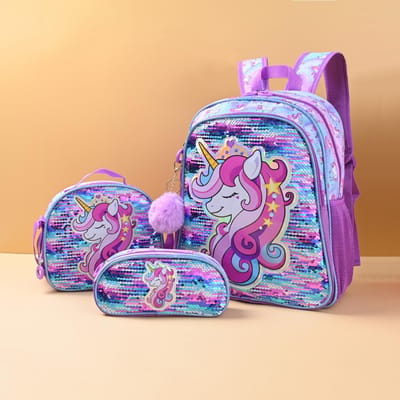 3 Delige Tassen Sets voor Schoolrugzakken Meisjes Cartoon Eenhoorn Boekentas met Lunchtas Multifunctionele Rugzakken Mochila Infantil