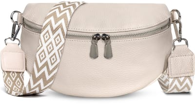 TAN.TOMI Dames Schoudertas – Leren Schoudertas - Trendy & Compact Crossbody Tas – Kleine Damestas met Ritssluiting & Verstelbare Bag Strap - Wit