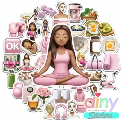 Ainy Gym Yoga Stickers 50 stuks voor bullet journal, fotoalbum, wenskaarten, laptop, telefoon, waterfles, ook geschikt als muursticker, geschenksticker, skateboard Stickers, graffiti stickers, stickervellen voor kinderen en volwassenen