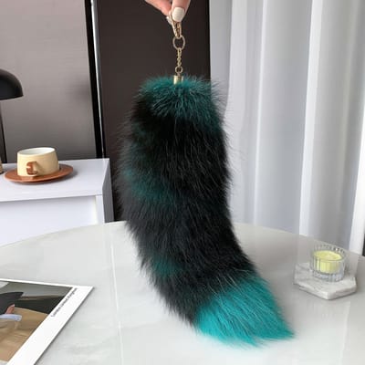 40cm Echte Vossenstaart Sleutelhanger Unisex Pompom Hanger Tas Charm Auto Sleutelhanger Schattige Pluizige Sleutelhangers voor Vrouwen Tas Accessoires Cadeaus gray