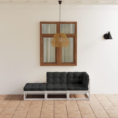 vidaXL - 3-delige - Loungeset - met - kussens - massief - grenenhout