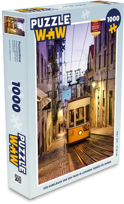 Puzzel Een kabelbaan van een tram in Lissabon tijdens de avond - Legpuzzel - Puzzel 1000 stukjes volwassenen