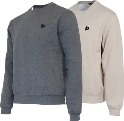 2-Pack Donnay - Fleece sweater ronde hals (Dean) - Sporttrui - Heren - Charcoal-marl/Sand (595) - maat XXL