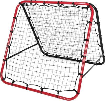 Verstelbare Rebounder Voetbaldoel met 5 Hoekposities en Netterugslagwand - 100 x 100 cm Draagbaar voor Handbaltraining