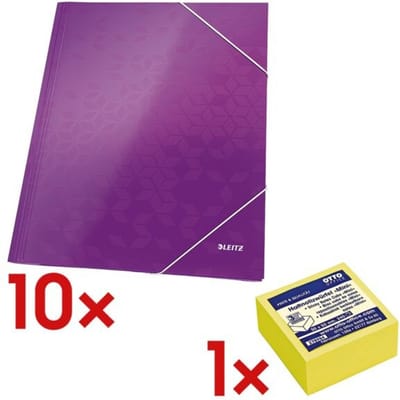 10x mappen met hoekelastieken A4 »WOW 3982« incl. kubus herkleefbare notes 50x50