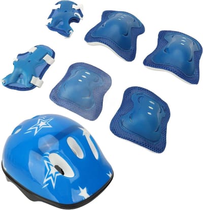 Kinderfietshelm Set - Beschermende Uitrusting - Veilige Sport - Compleet Pakket - 5-14 Jaar - Blauw