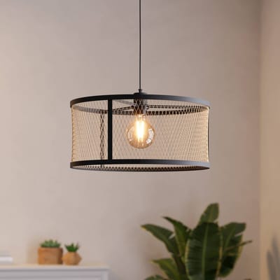 EGLO Hanglamp Dellow, Ø 45 cm, zwart/messingkleurig, staal