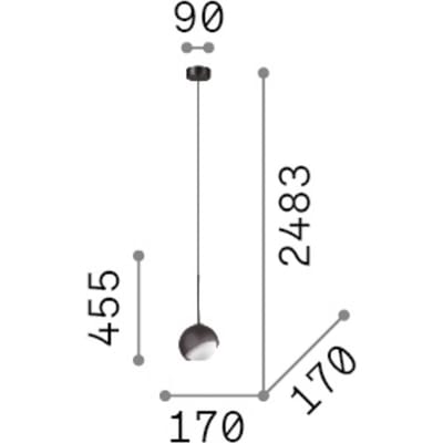 IDEAL LUX hanglamp Bloom, Ø 17 cm, messing, metaal/glas