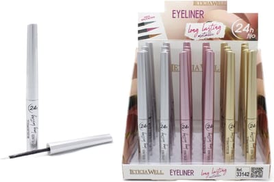 Leticia Well - Set Zilver en Roze en Goud Eyeliner - Metallic - Long Lasting - 24H - 01 Silver - 02 Pink - 03 Gold - Zilver - Roze - Goud - Set met 3 flesjes