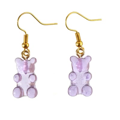 oorbellen gummybear goud lila rvs