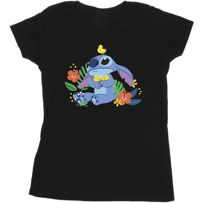Disney Dames/Dames Lilo & Stitch Vogels Katoenen T-Shirt (Zwart)