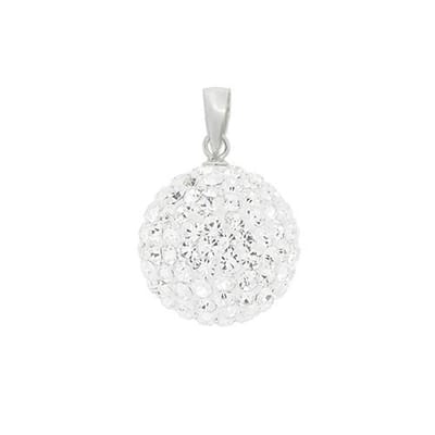 Blinx Jewels Zilveren Hanger Witte Bol Steentjes Strass