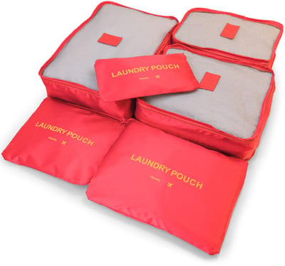 George Napoli Packing Cubes - Koffer Organizer Set - 6-delig - Reiszakken - Travel Cubes - Roze