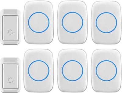 Draadloze Deurbel Kit - Zender Ontvanger - Bezoek Ontvangen - 120 Meter Bereik - 2 Zenders 6 Ontvangers - Zwart Wit
