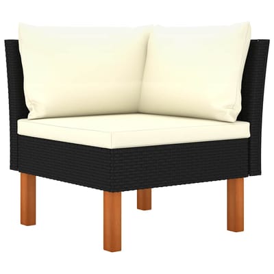 vidaXL - 3-delige - Loungeset - poly - rattan - en - massief - eucalyptushout
