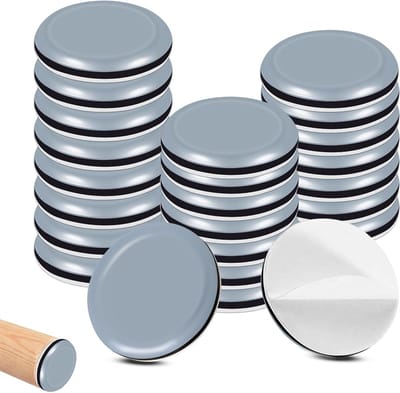 Set van 24 zelfklevende PTFE glijders voor meubels, vloerbescherming en kraspreventie, grijs (diameter 30 mm, rond)