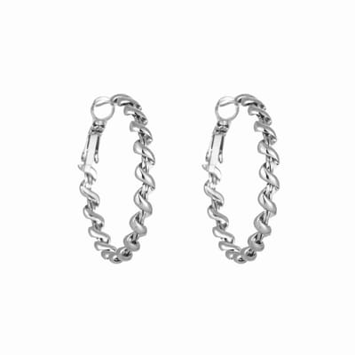 WeLoveSilver - oorringen - chirurgisch staal - zilverkleurig - gedraaide band