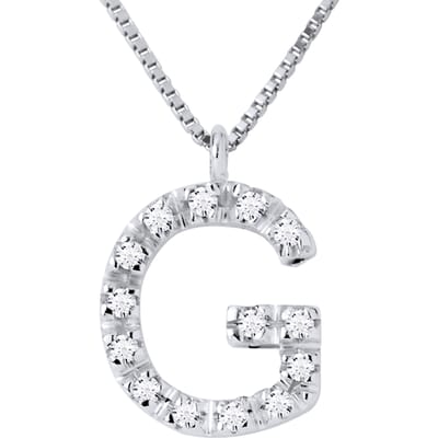 Ketting Diamonds 0.07 Cts alfabet letter "G" witte goud 18 Karaat