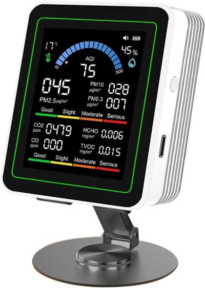Luchtkwaliteit Monitor - CO2 Meter - Binnenklimaat Meten - Meerdere Sensoren - 14x10x8 cm