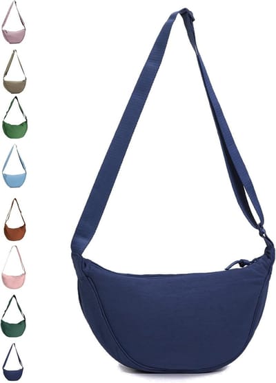 Stijlvolle Dames Nylon Crescent Bag - Verstelbare Schoudertas, Handtas en Portemonnee voor Dagelijks Gebruik in Donkerblauw