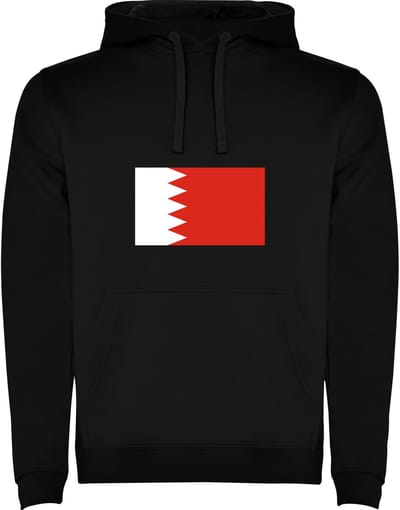 Zwarte Hoodie met Wereldse vlag land Bahrain Full Color Maat M
