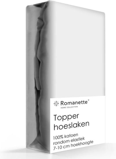 Romanette topper hoeslaken - Silver - Lits-jumeaux (160x200 cm)