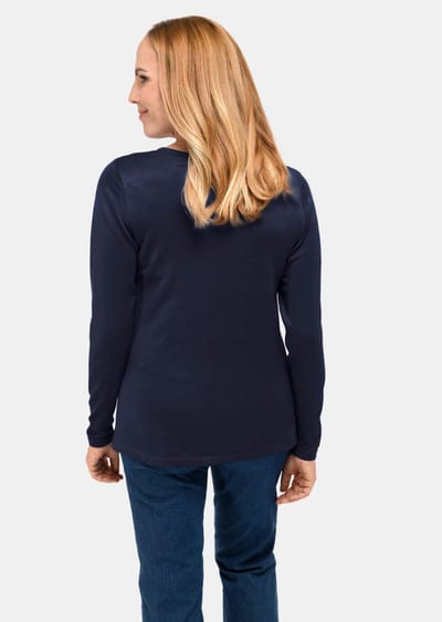 Ongecompliceerde pullover met een V-hals - marine - Gr. 19 van Goldner Fashion