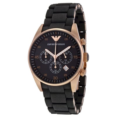 Emporio Armani Rose Goud Zwart Chronograph 38mm | AR5906