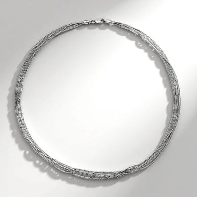 Cavill - Zilveren Ketting - 925 Sterling Zilver Gerhodineerd - 45 cm - Meerstrengig Gedraaid Design - Elegante Dames Halsketting met Karabijnsluiting