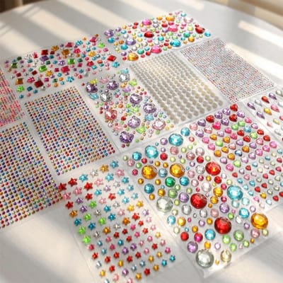 Edelsteen stickers 12 stuks - Zelfklevend strass voor gezicht en knutselen - Glitters voor kinderen en kaarten - ShopVlot