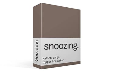 Snoozing - Katoen-satijn - Topper - Hoeslaken - Eenpersoons - 80x200 cm - Bruin