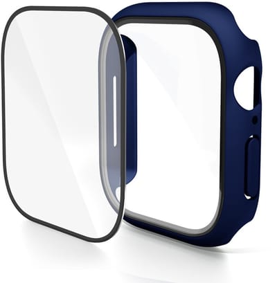 Screenprotector case - geschikt voor Apple Watch 10 / 11 42mm - full cover hoesje - gehard glas - 42 mm - volledige bescherming - donkerblauw