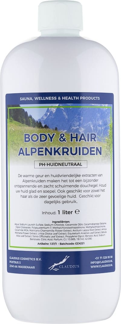 Body & Hair Alpenkruiden - 1 liter - 2 in 1 voor lichaam en haar.