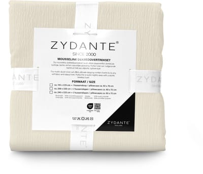 Zydante Dekbedovertrek Set 240x220 cm - Dekbedhoes met 2 Kussenslopen - Mousseline - Zand