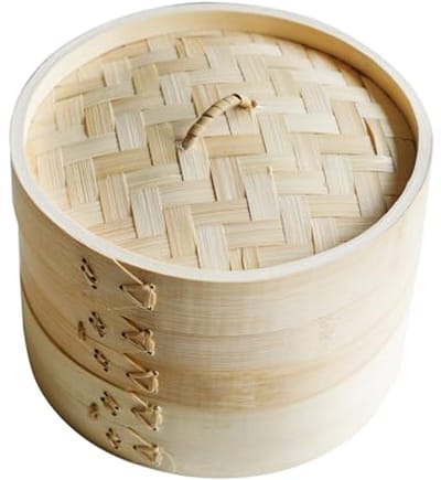 Bamboe Stoomboot 2 Tier Ø20cm - Voedsel Stoommand voor Dim Sum, Groente en Bao Buns