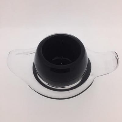 Houder van glas voor theelicht, zwart, 6-7 cm hoogte, 16-19 cm breedte, Loranto