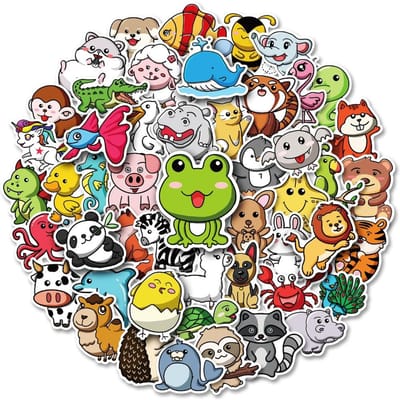 50 Stuks Leuke Dierstickers met Grote Ogen Waterdichte Vinyl Decals DIY Laptops Waterflessen Telefoons Decoratieve Stickers Speelgoed voor Kinderen