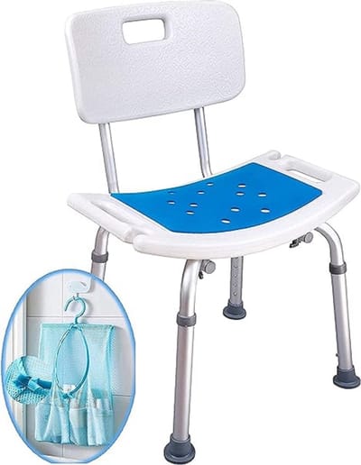 Shower Chair for Senior, Shower Stool / Douchestoel - Douchekruk / Douchezitje Anti-slip, Douche Stoel voor Bad voor OuderenGordijn