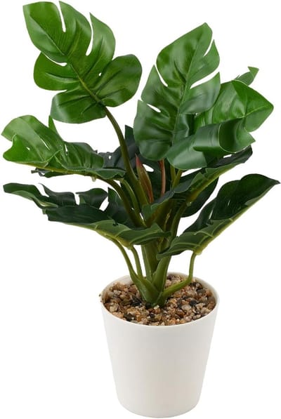 Kunstplant met pot - Decoratieve plant - Binnen en buiten - Realistisch ontwerp - 31 cm hoog - Wit