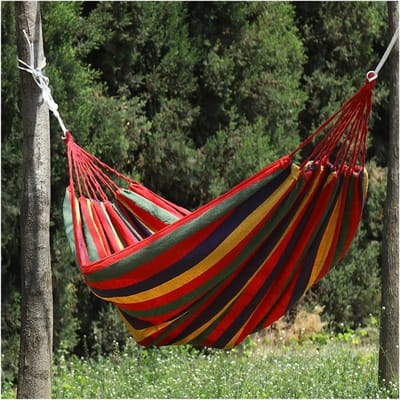 Hangmat Buiten - Schommelnet Rustnet - Ontspannen in de natuur - Verdikt canvas materiaal - 280 x 150 cm - Rood