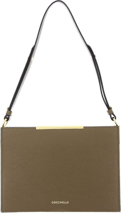 COCCINELLE Leren Schoudertas Delices Flat Shoulder Bag Moss Green Groene