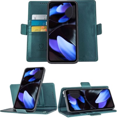 Geschikt voor Google Pixel 9 / Google Pixel 9 Pro - Book Case Hoesje - Uitneembaar Hoesje - Magnetische Sluiting - Portemonnee Turqoise