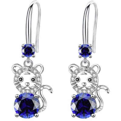 Boucles d'oreilles Femme Sens Senior Zodiaque Tigre Boucles d'oreilles Long Sens Senior Tempérament Crochets d'oreilles EG-4 white