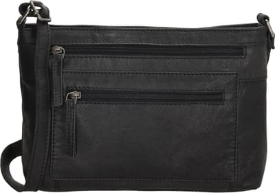 Beagles Maspalomas Crossbody Schoudertas - Handige Ritsvakjes - Leren Dames Tas - Zwart
