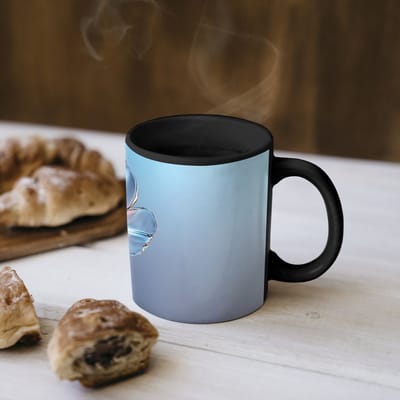 Magische Mok - Foto op Warmte Mokken - Koffiemok - Blauw - Bloem - Glazen - Sierlijk - Magic Mok - Beker - 350 ML - Theemok