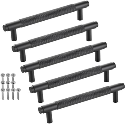 SOTECH verpakking van 5 meubelgrepen BLACKLINE VIII BA 128 mm mat zwart (lengte 160 mm, diameter 14 mm, hoogte 35 mm) design ladegreep van aluminium