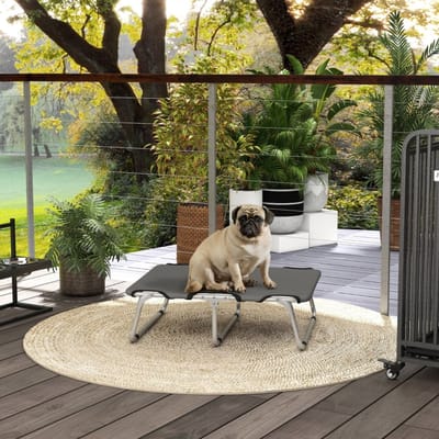 Wishdor Hondenligbed - Opvouwbaar En Ademend - Eenvoudig Ontwerp - Voor Kleine Honden - Stalen Frame Met Slijtvaste Bekleding - Grijs - 71 X 58 X 20 Cm