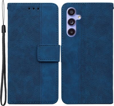 Coverup Hoesje - Geschikt voor Samsung Galaxy A35 Hoesje - Coverup Geometric Book Case - Blauw