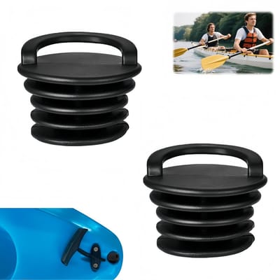 2 stuks - Kajak-aftappluggen - Multifunctionele kajak-aftappluggen - Rubberen aftappluggen - Eenvoudig te installeren - Accessoires voor kano's en boten - 5x3 cm - Zwart - Geschikt voor kajaks, kano's, vissersboten, opblaasboten